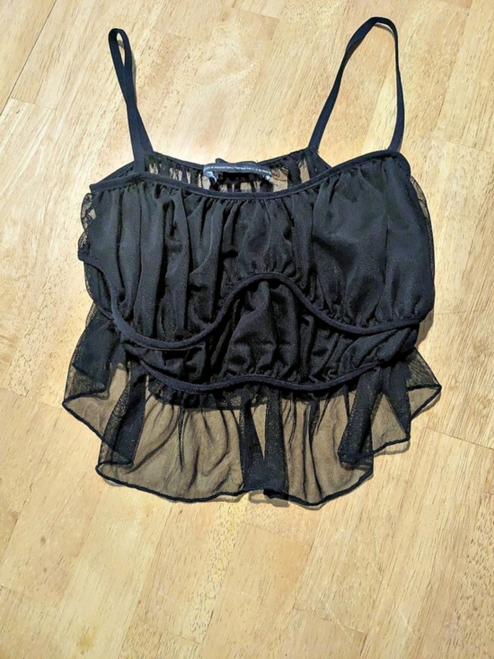 Urban Outfitters Black Mesh Ruffle Camisole Like New